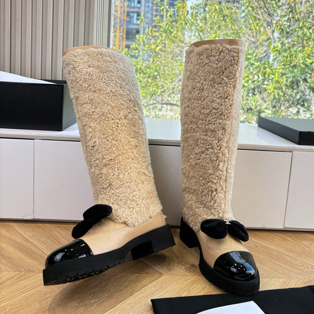 Chanel 2026 Coconeige Bow Boots Wool Cowhide 197168