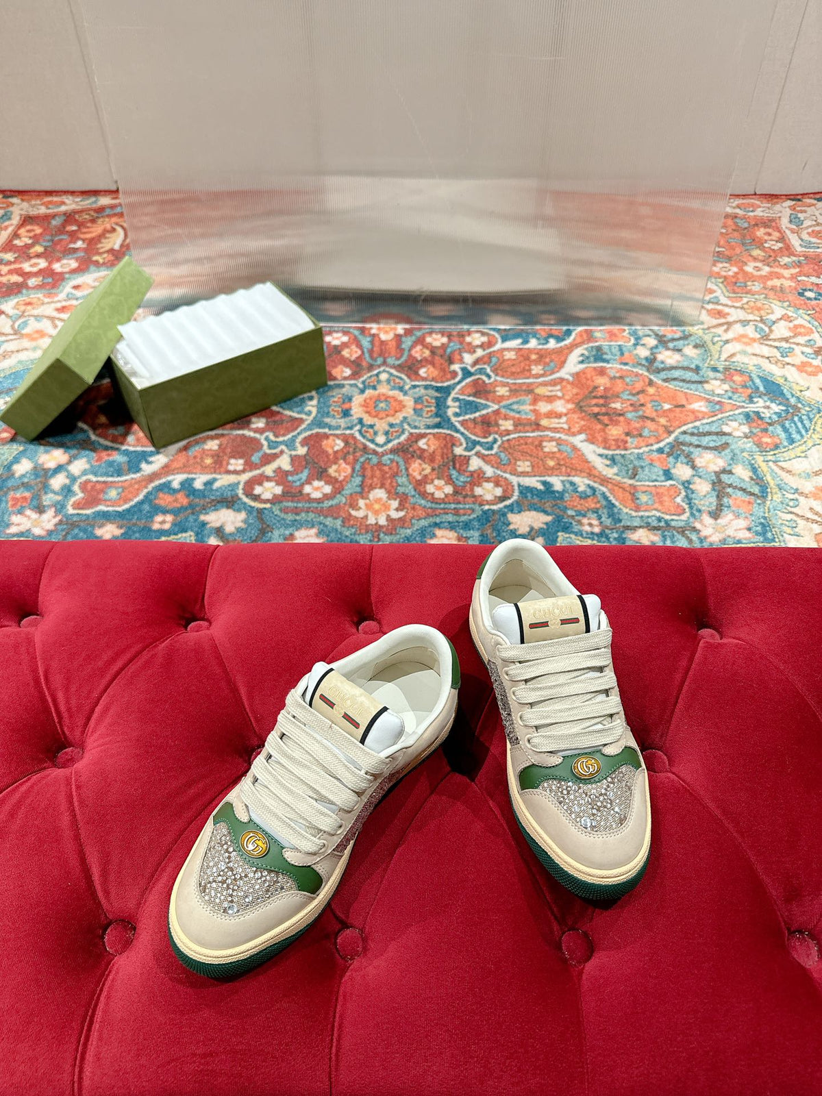 GG 26s Screener Sneaker Beige Suede Mix Canvas