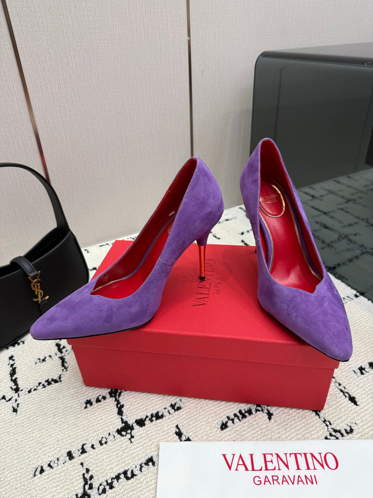 Valentino 26S High Heels 10cm In Purple Suede
