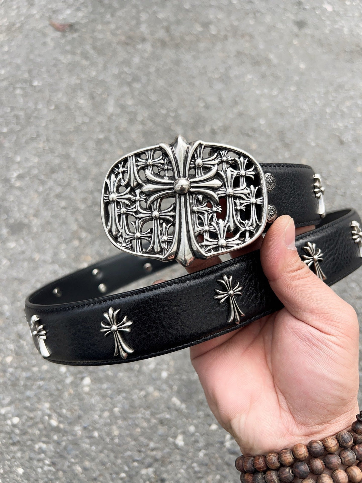 CH Gothic Sword Buckle Belt 3.8cm Black Cowhide Leather 203198