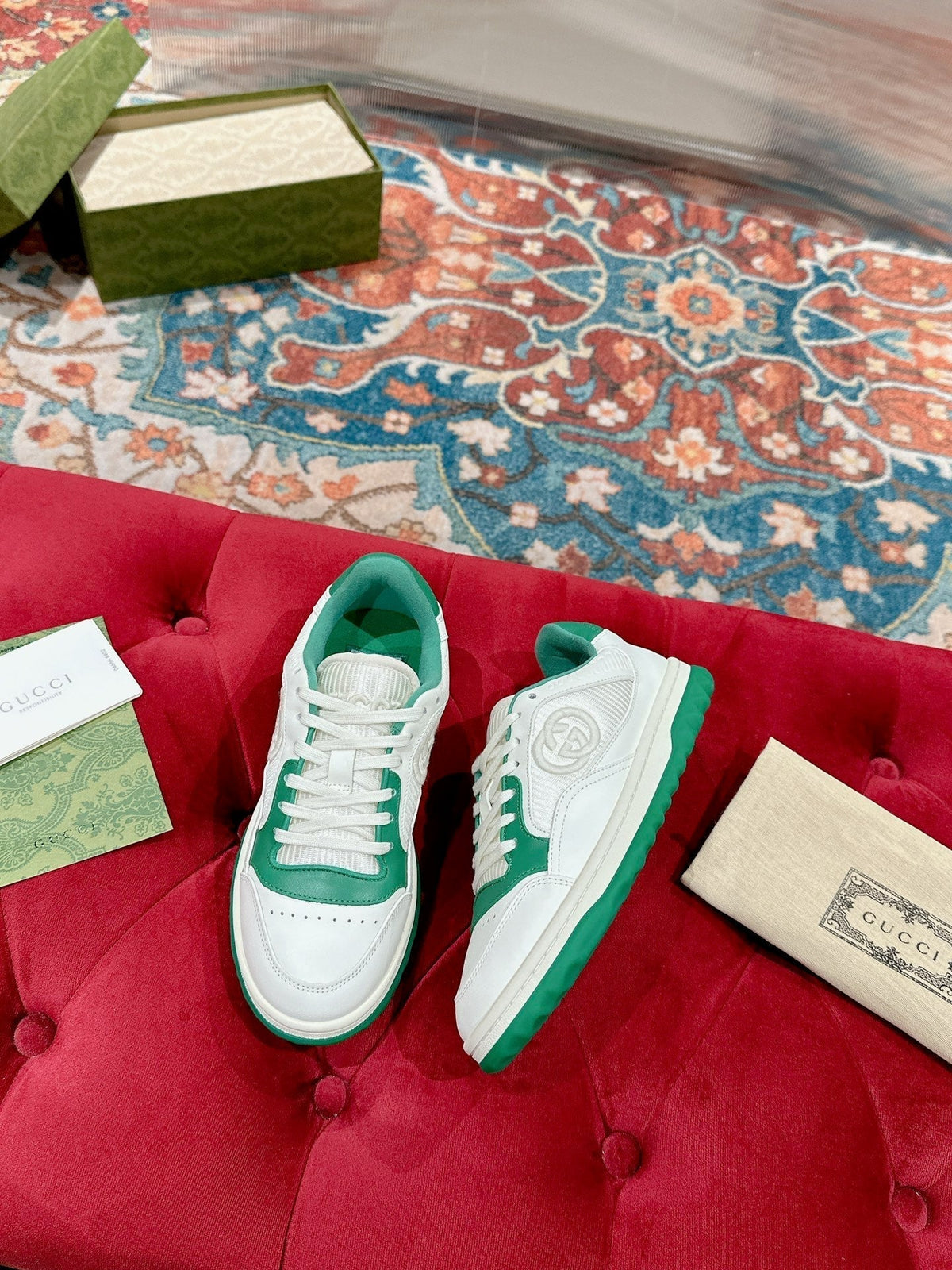 GG 26s Sneakers White Mix Green Calfskin