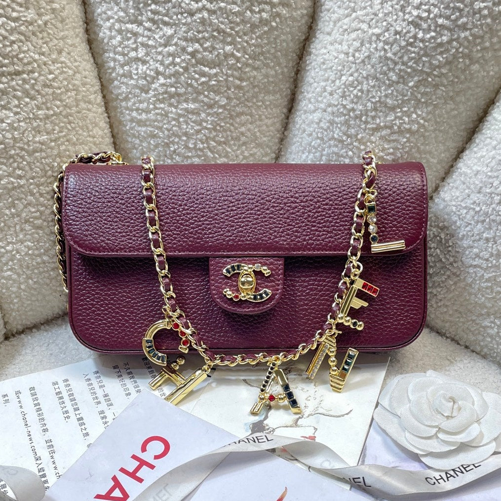 Chanel 2026 Gemstone-encrusted Flap Bag 22cm Textured Leather 407426