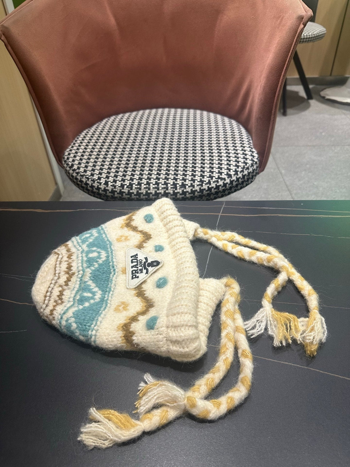 Prad 26FW Fair Isle Knit Earflap Beanie Knitwear 551956