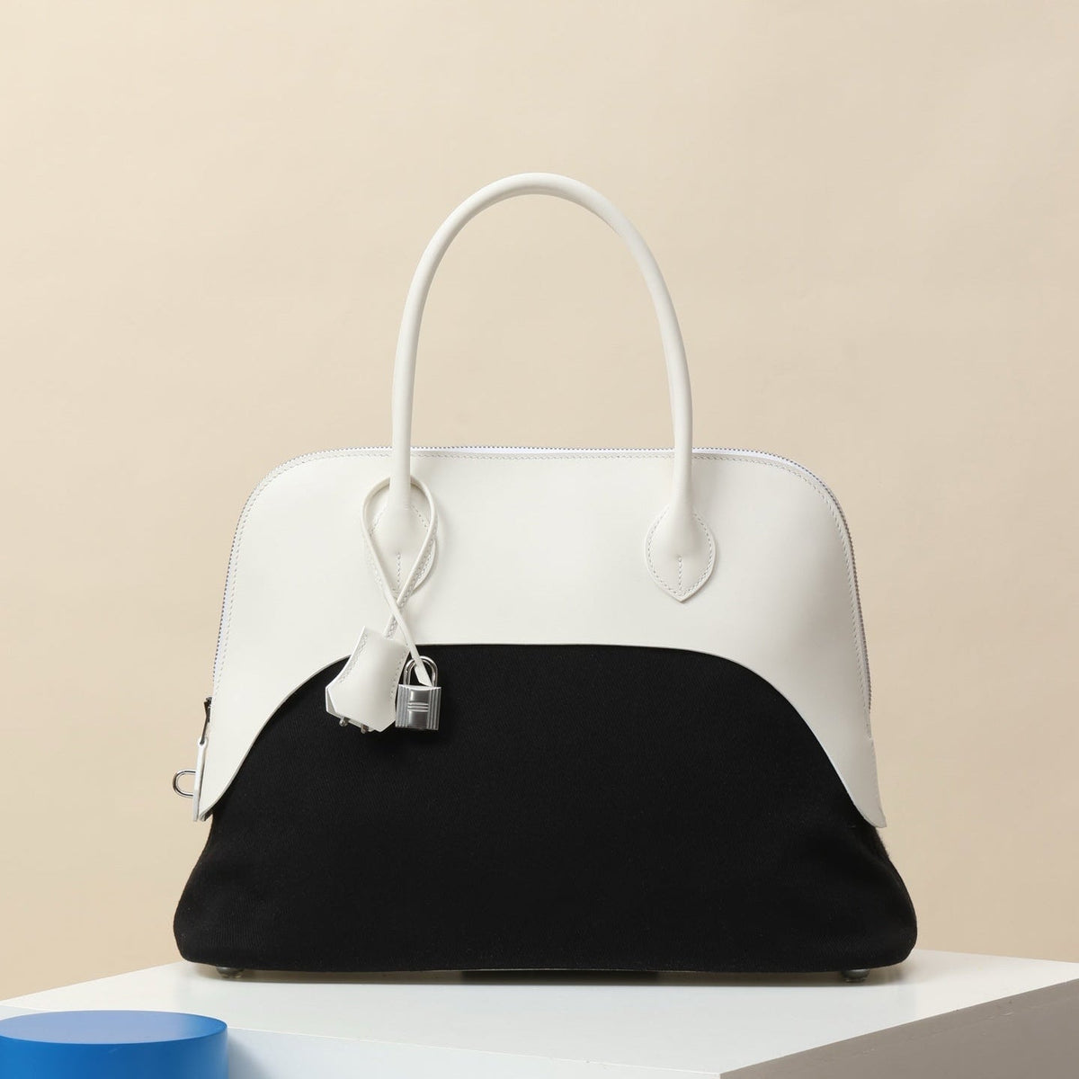 High-end Hermes 2026 Bolide Paddock Bag 35cm Box Leather Canvas