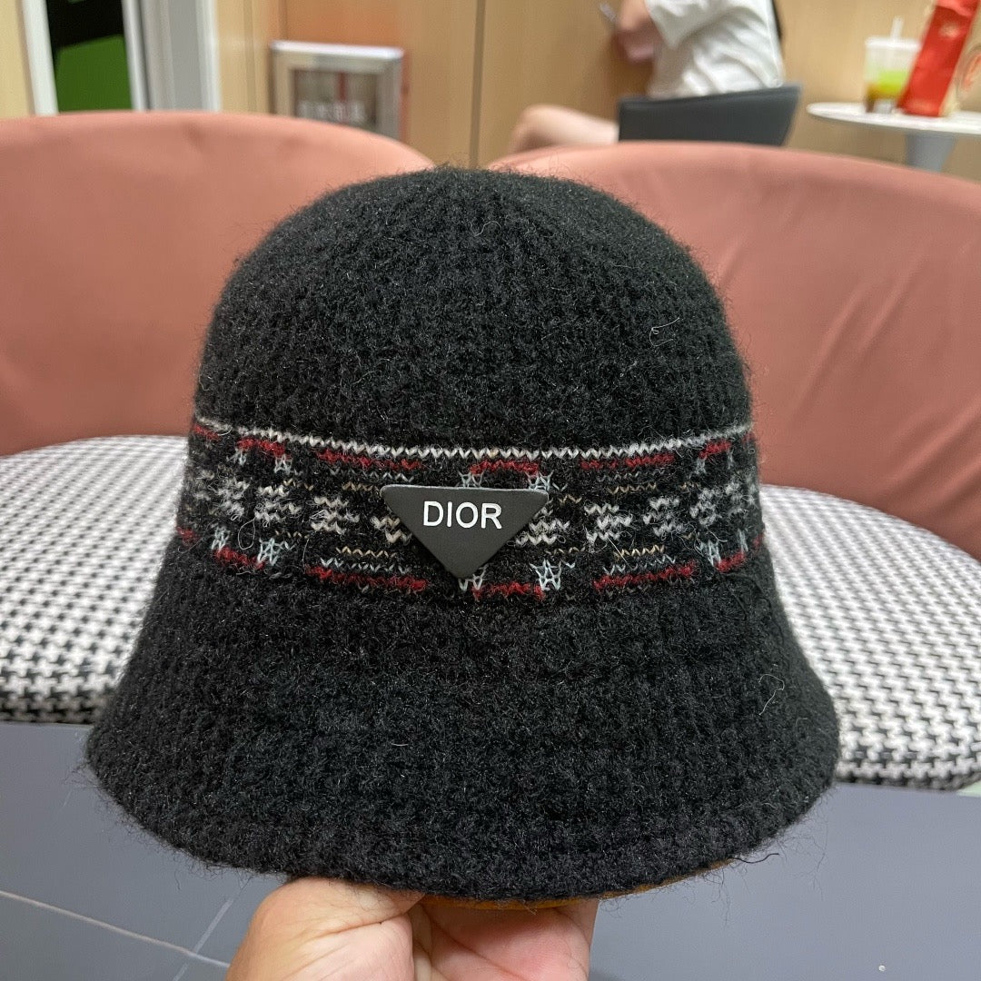 CD 26FW Patterned Knit Beanie Hat Knitted Wool 551986