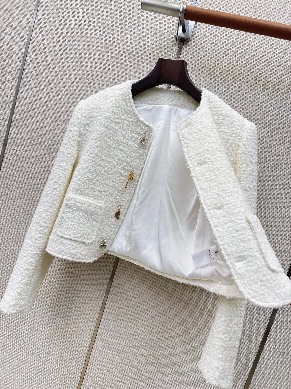 CC Cropped Tweed Jacket Wool Blend