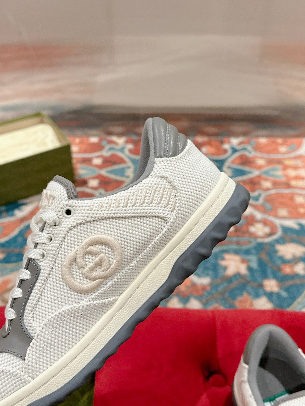 GG 26s Sneakers White Mesh Fabric And Grey Calfskin