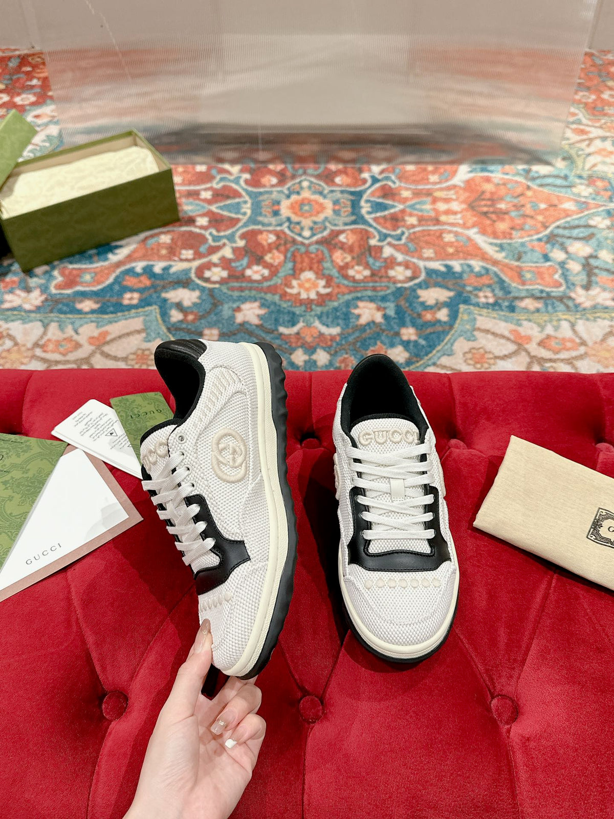 GG 26s Sneakers White Mesh Fabric And Black Calfskin