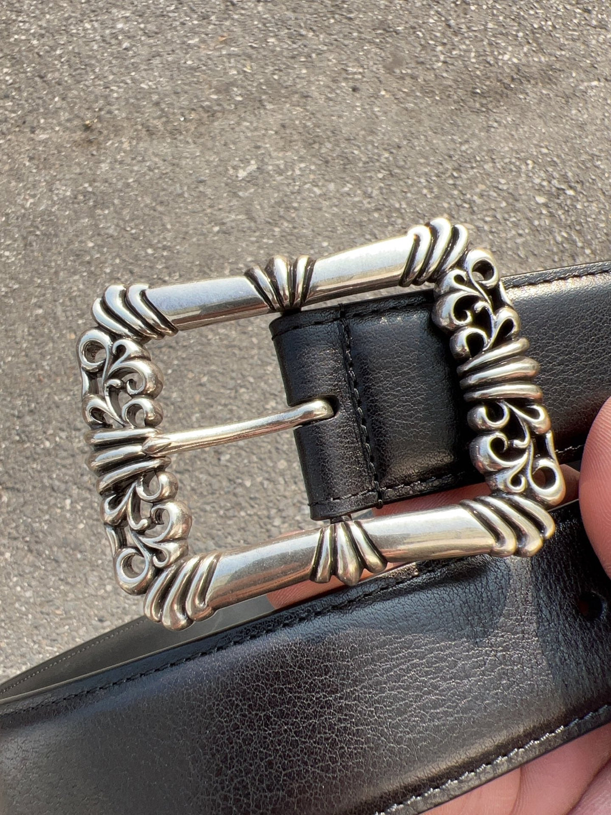 CH Dragon Kiss Buckle Belt 3.8cm Black Oil-Waxed Cowhide Leather 197828