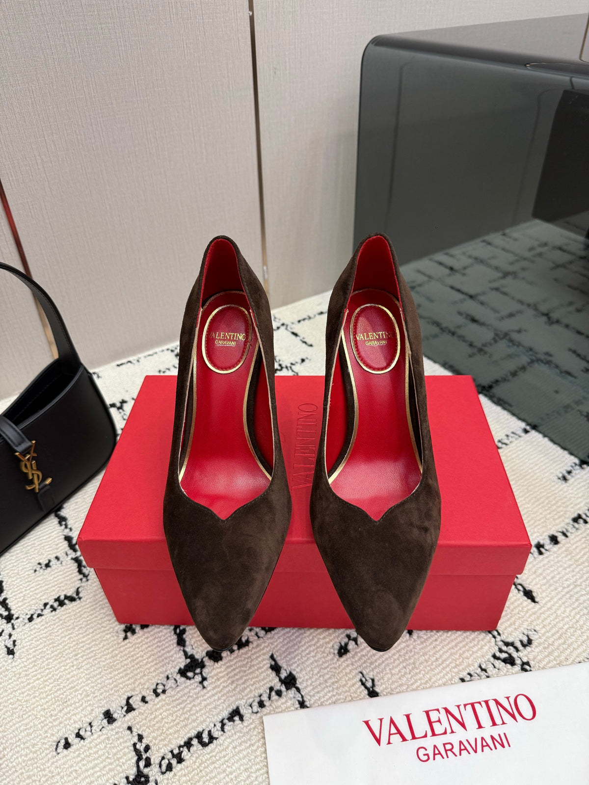 Valentino 26S High Heels 10cm In Dark Brown Suede