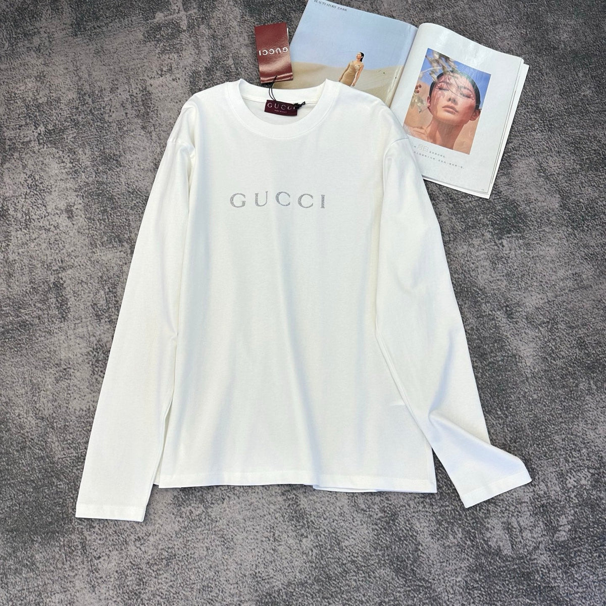 GG 26FW Cotton Jersey T-Shirt Glitter Logo Cotton 446462