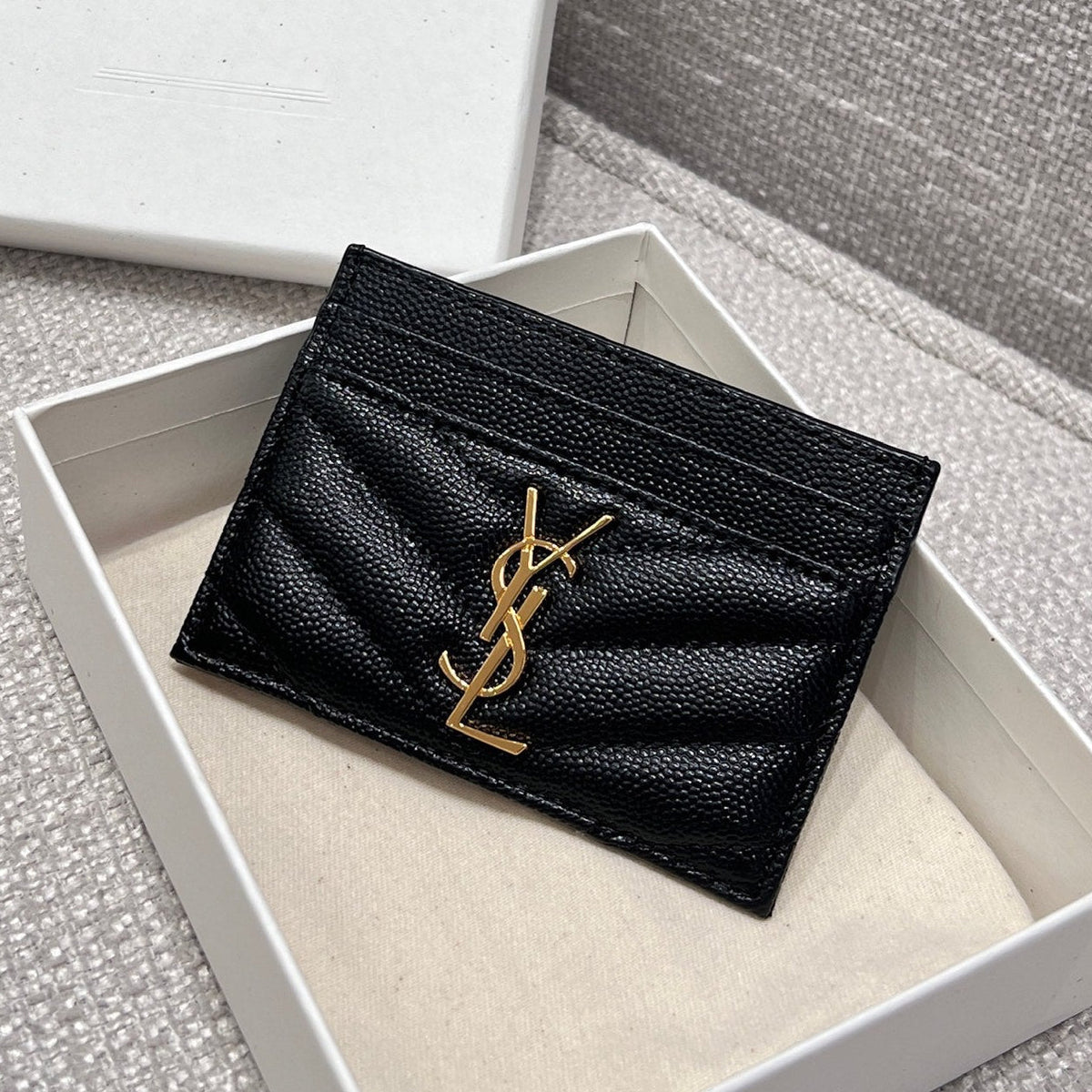 YSL 2026 Cassandre Matelasse Card Case 10cm Lambskin Cowhide