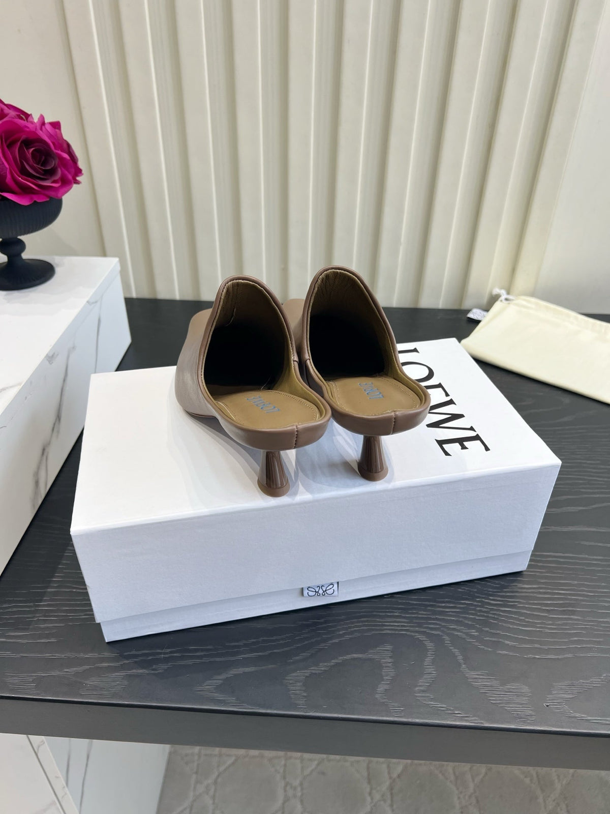 Loewe 26S Heeled Mules In Blown Calfskin