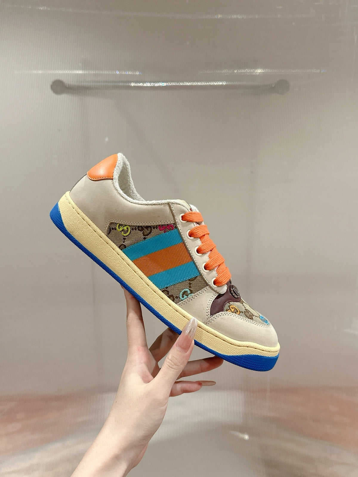 GG 26s Screener Sneaker Multicolor Suede And Canvas Style 2