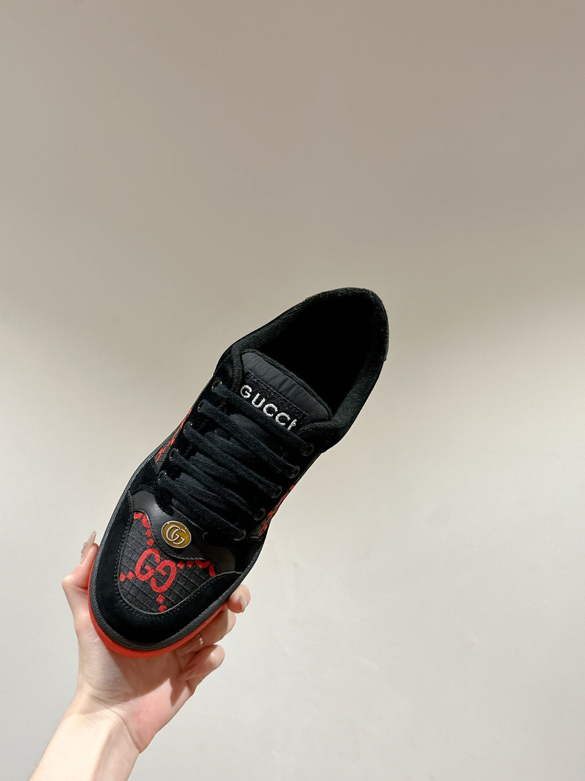 GG 26s Screener Sneaker Black And Red GG Canvas