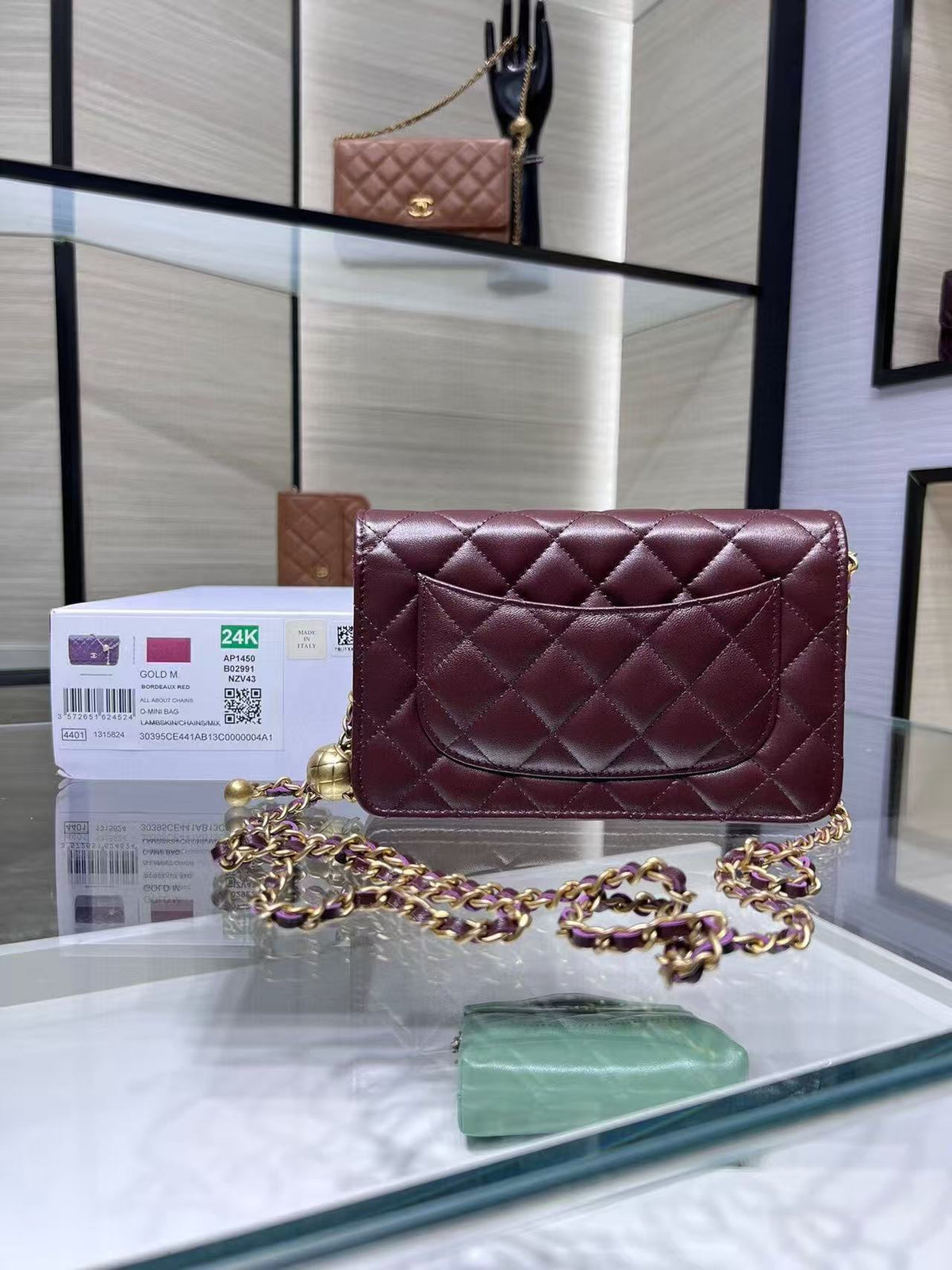 Chanel 2026 Quilted Wallet On Chain 19cm Burgundy Leather