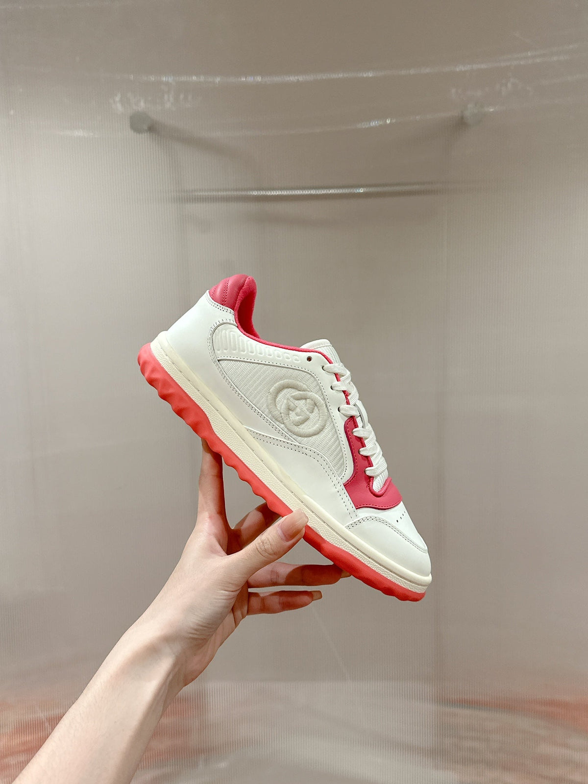 GG 26s Sneakers White And Pink Calfskin With Logo