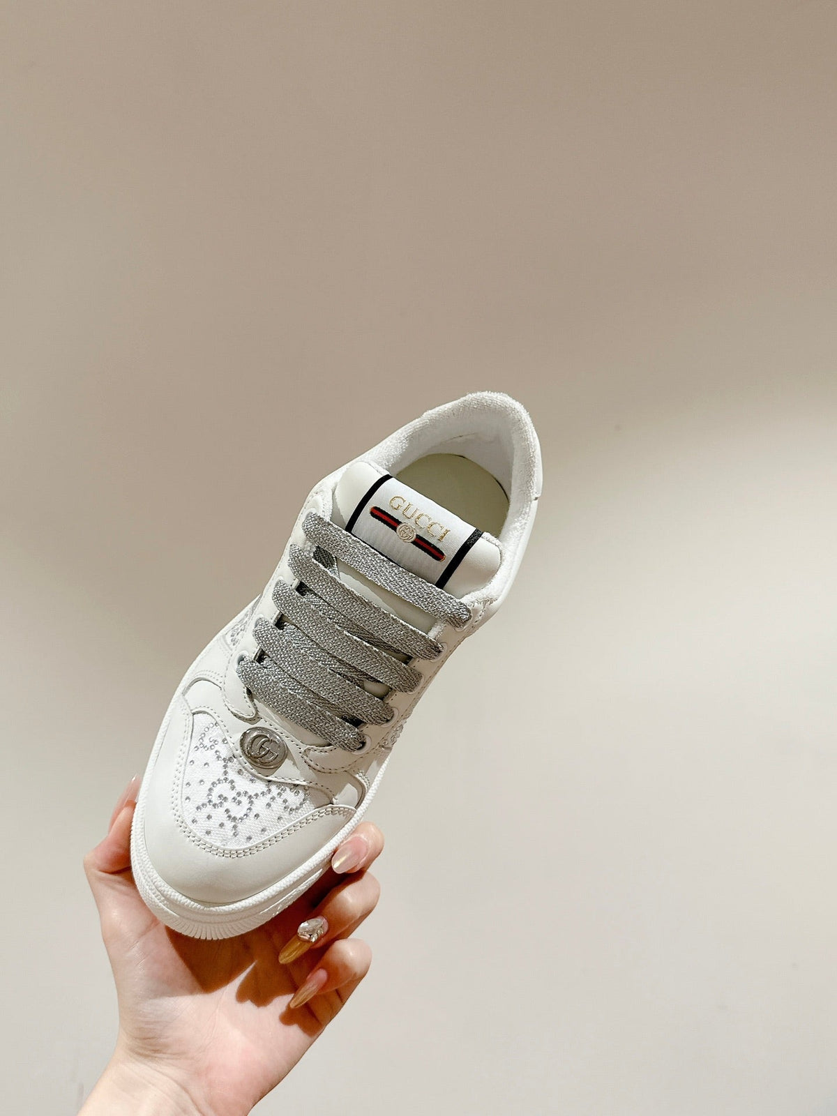 GG 26s Screener Sneaker White Calfskin
