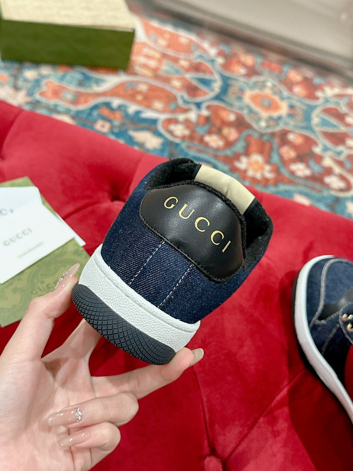 GG 26s Screener Sneaker Dark Blue Denim And Leather