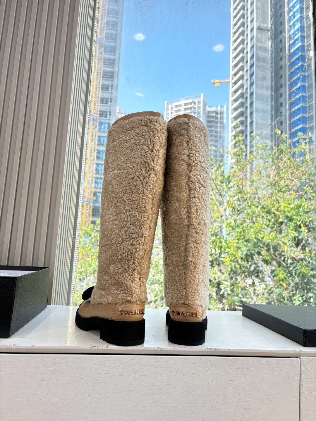Chanel 2026 Coconeige Bow Boots Wool Cowhide 197168