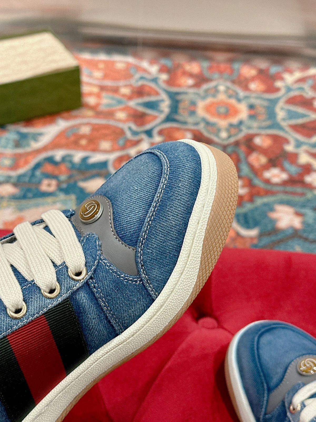 GG 26s Screener Sneaker Blue Denim And Leather
