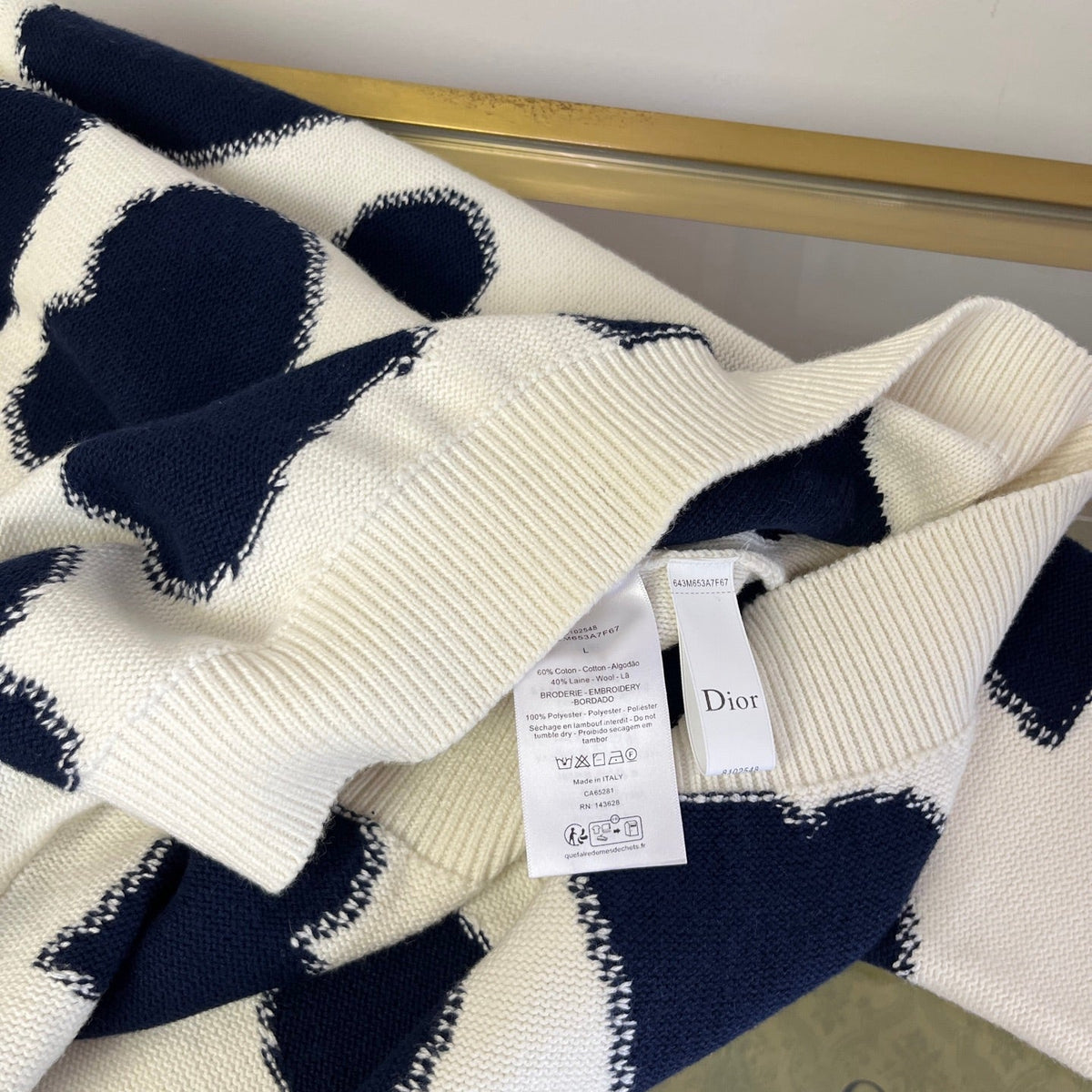 Dior 2026 Heart Sweater White And Blue Wool 431802