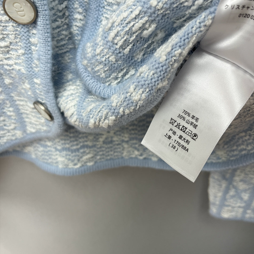 Dior 2026 Cannage Regular-Fit Jacket Blue Tweed 446636