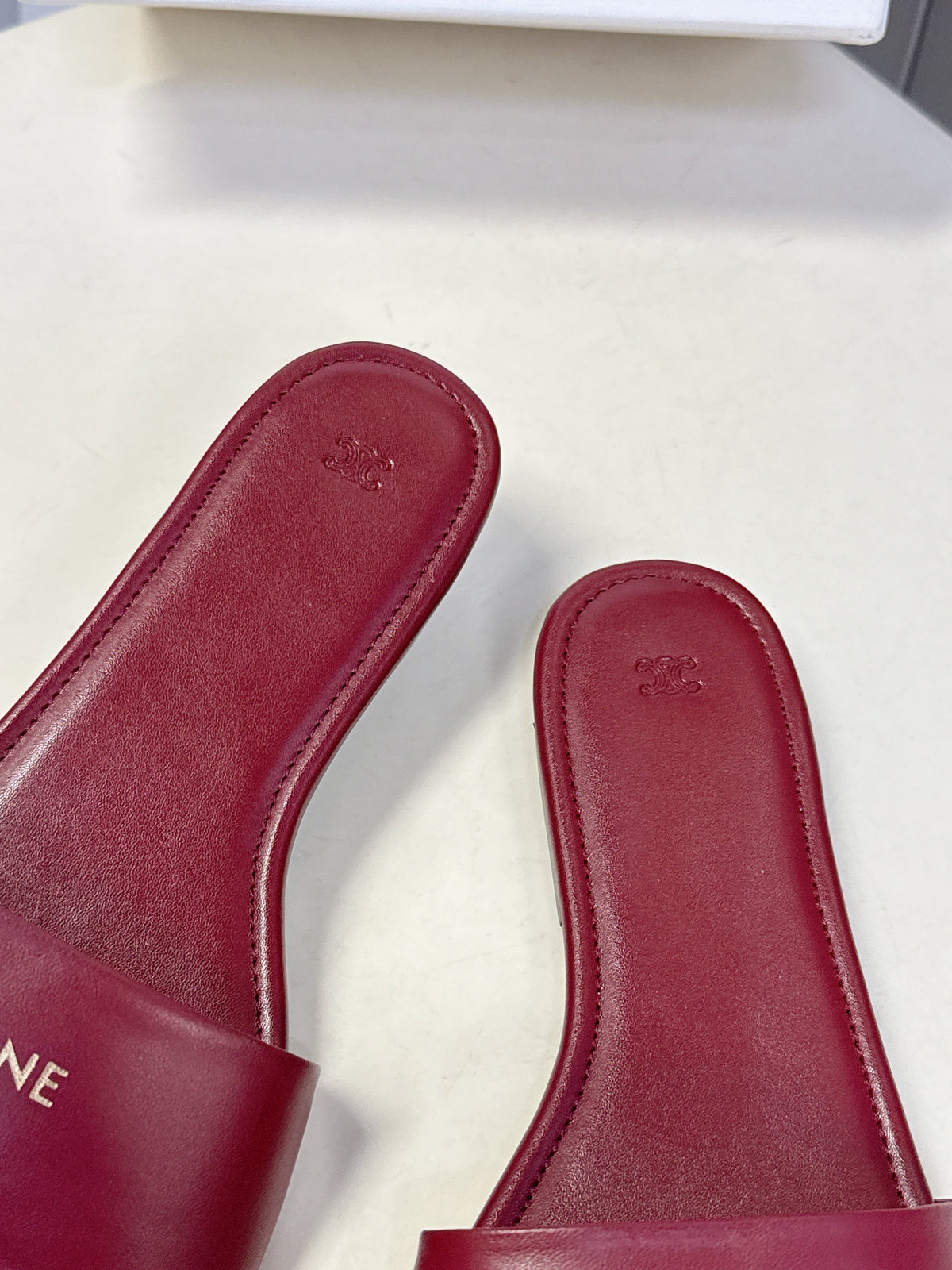 Celine 26s Flat Slides Burgundy Red Lambskin 928351