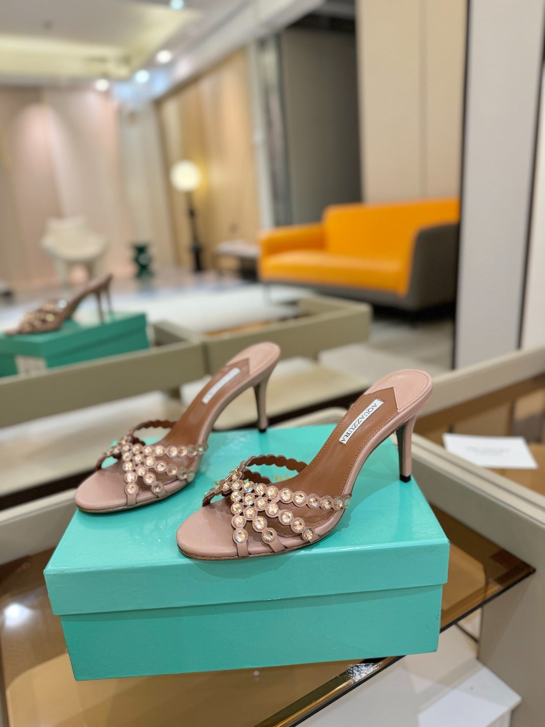 Aquazzura 26S Tequila Heeled Sandals 8.5cm Dark Nude Lambskin