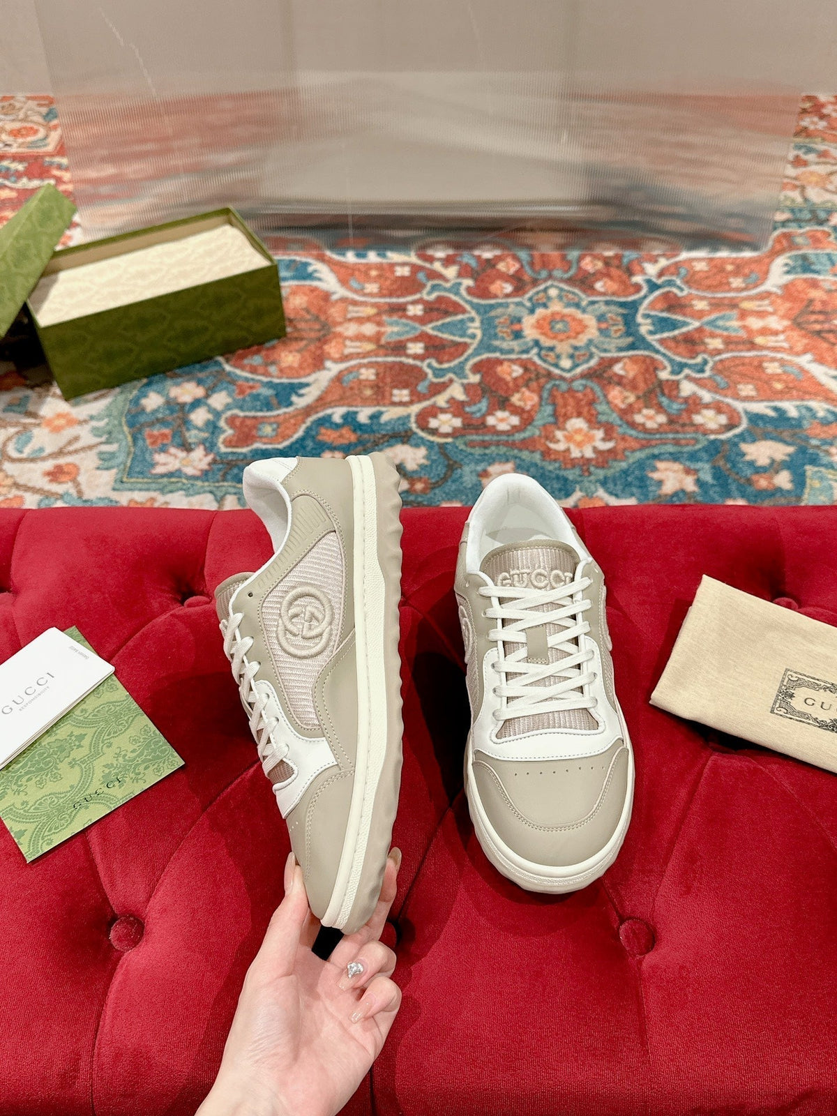 GG 26s Sneakers Beige Calfskin With Logo