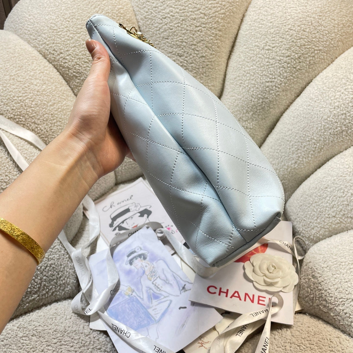 Chanel 2026 Quilted Shopping Tote Bag 40cm Suede Leather 407403