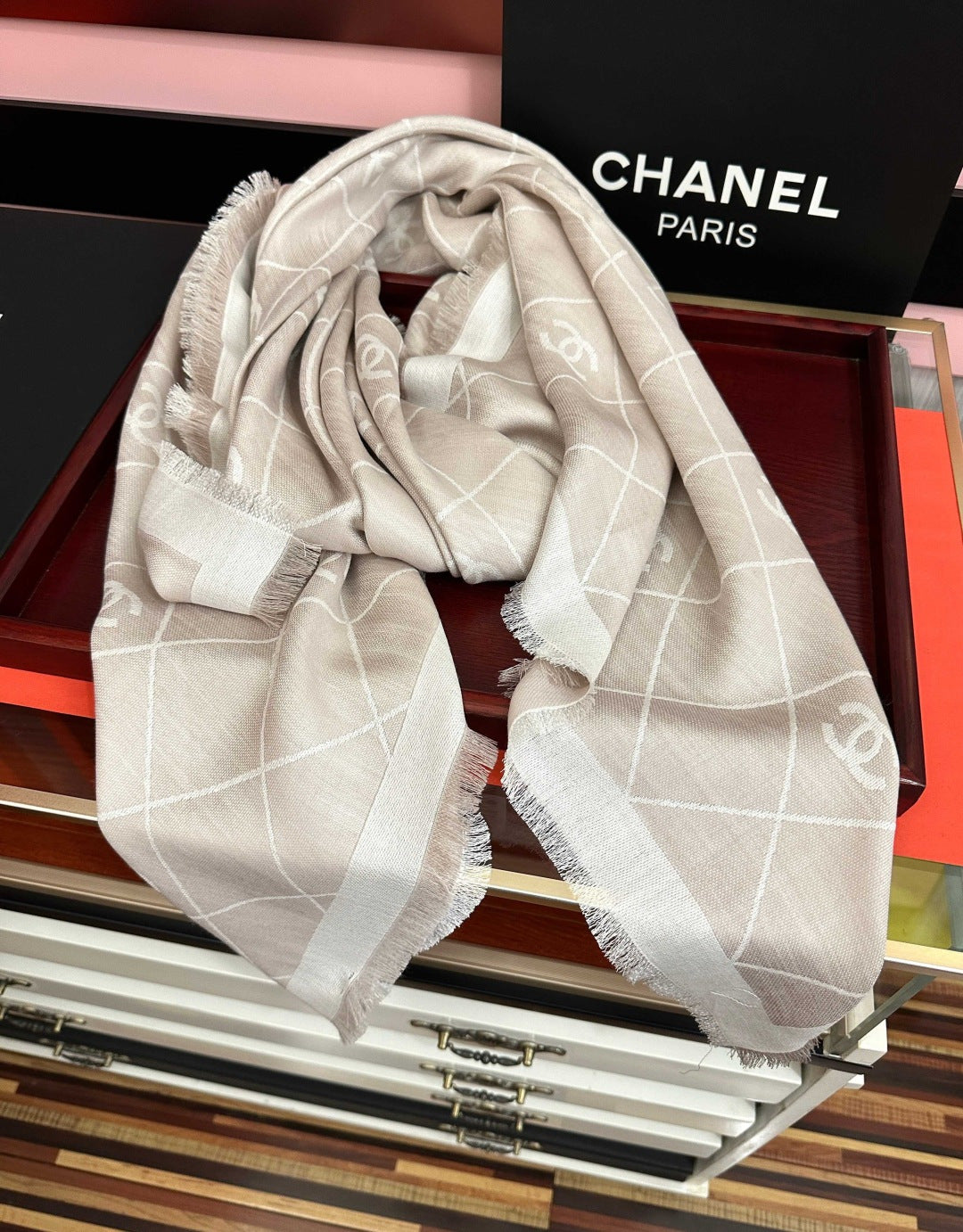 CC 2026 Square Scarf 140cm Wool Silk 550789