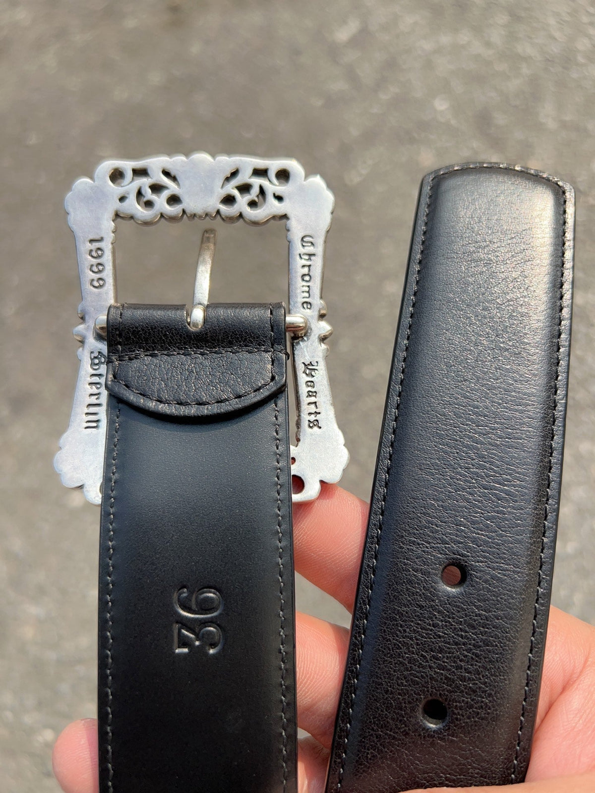 CH Dragon Kiss Buckle Belt 3.8cm Black Oil-Waxed Cowhide Leather 197828