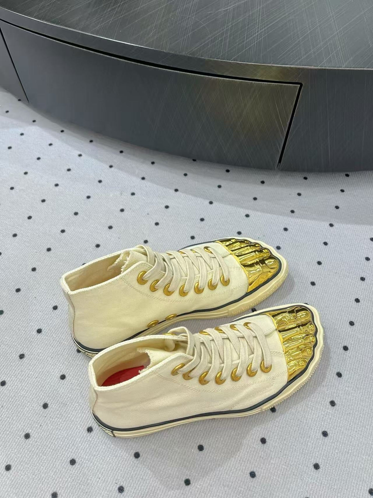MS Trompe l’Oeil Toe Cap Sneakers Fabric Metal