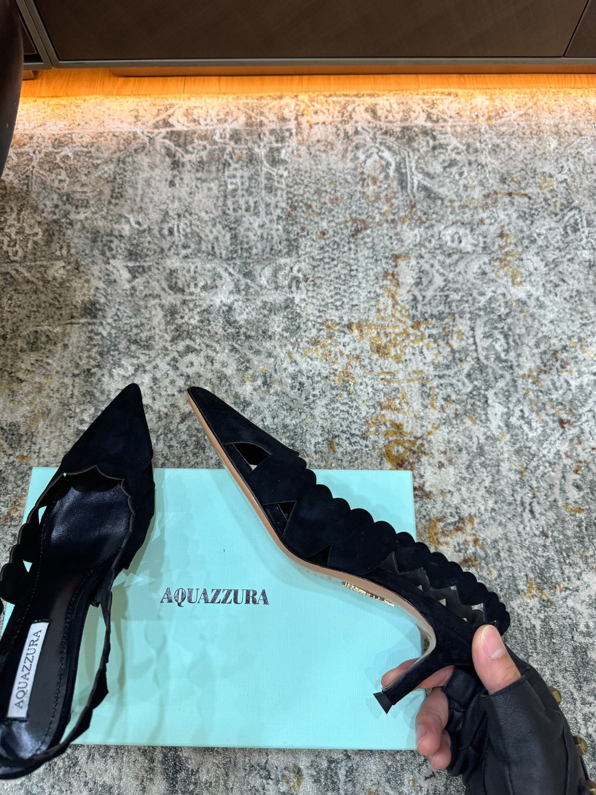 Aquazzura 26S Slingback 6cm Black Suede