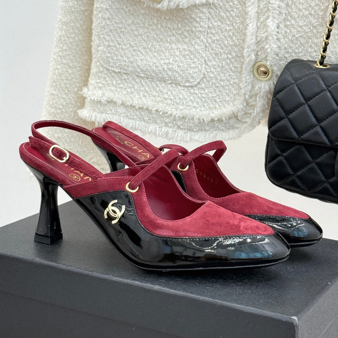 Chanel 2026 Two-Tone Slingback 70mm Suede Leather 671567