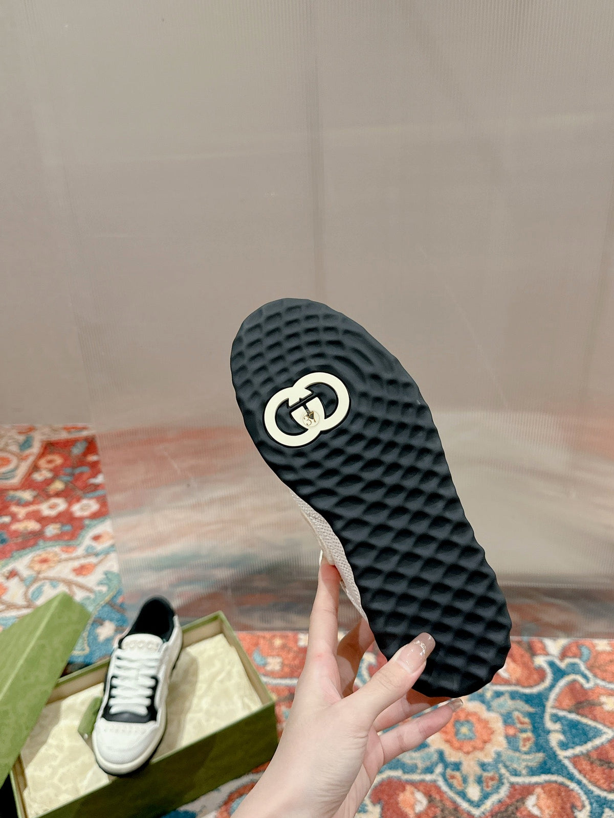 GG 26s Sneakers White Mesh Fabric And Black Calfskin