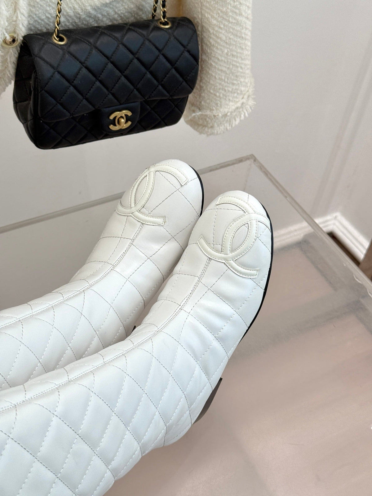 Chanel 2026 Quilted Ligne Cambon Boots Suede Leather 188462
