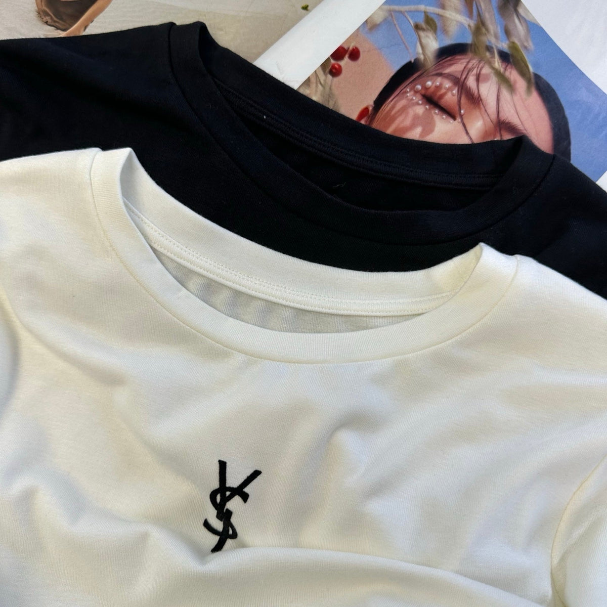YSL 26FW Long-Sleeved Top Embroidered Logo Viscose 446450
