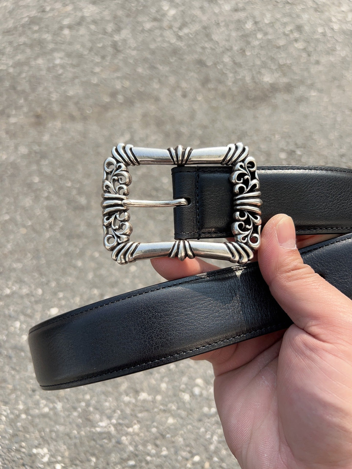 CH Dragon Kiss Buckle Belt 3.8cm Black Oil-Waxed Cowhide Leather 197828