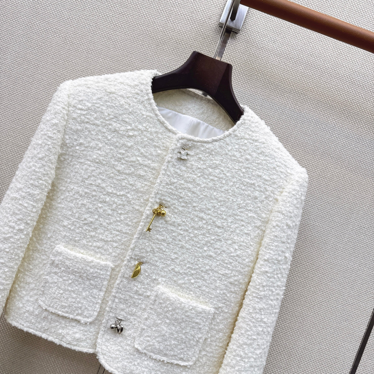 CC Cropped Tweed Jacket Wool Blend