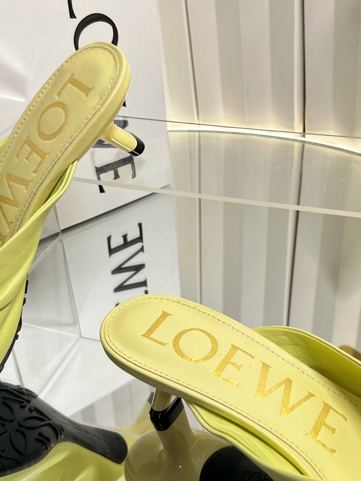 Loewe 26S Heeled Sandals 45 mm In Light Yellow Calfskin