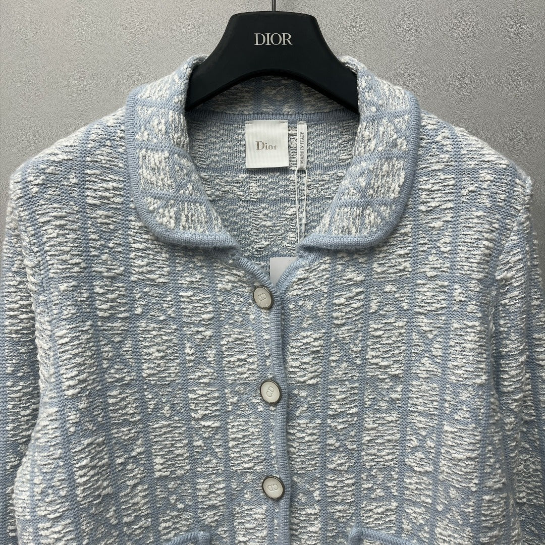 Dior 2026 Cannage Regular-Fit Jacket Blue Tweed 446636