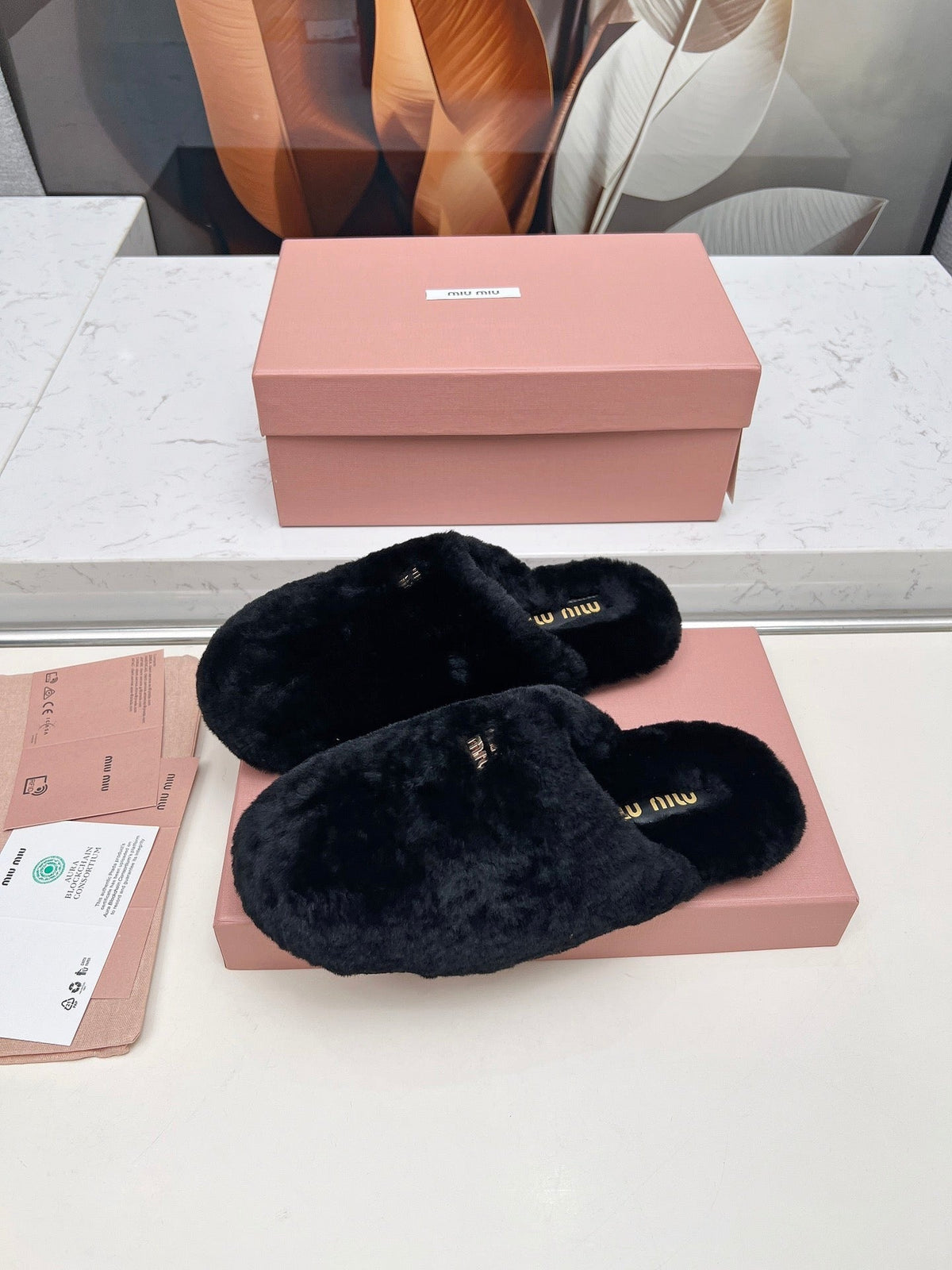Miumiu 26S Mules Black Shearling