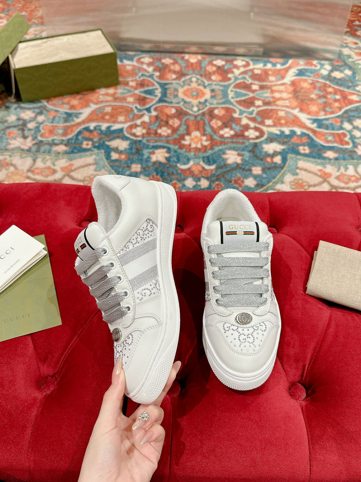 GG 26s Screener Sneaker White Calfskin