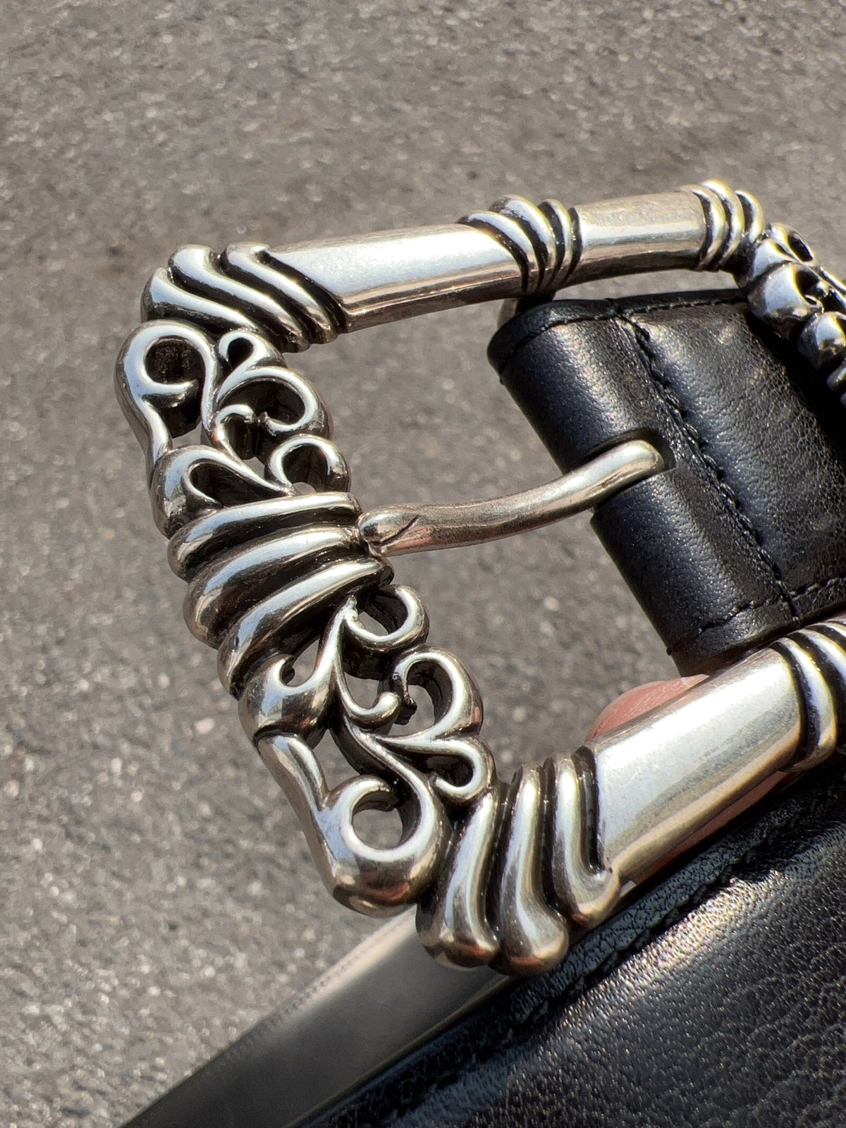 CH Dragon Kiss Buckle Belt 3.8cm Black Oil-Waxed Cowhide Leather 197828