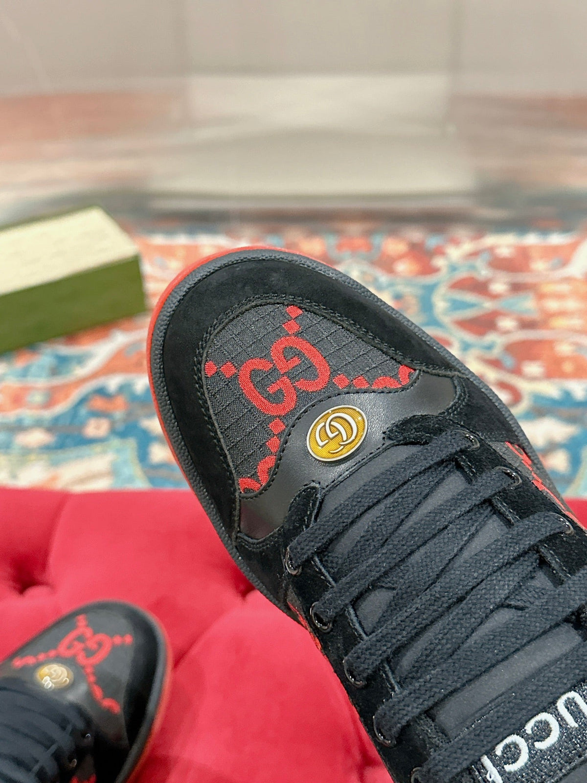 GG 26s Screener Sneaker Black And Red GG Canvas