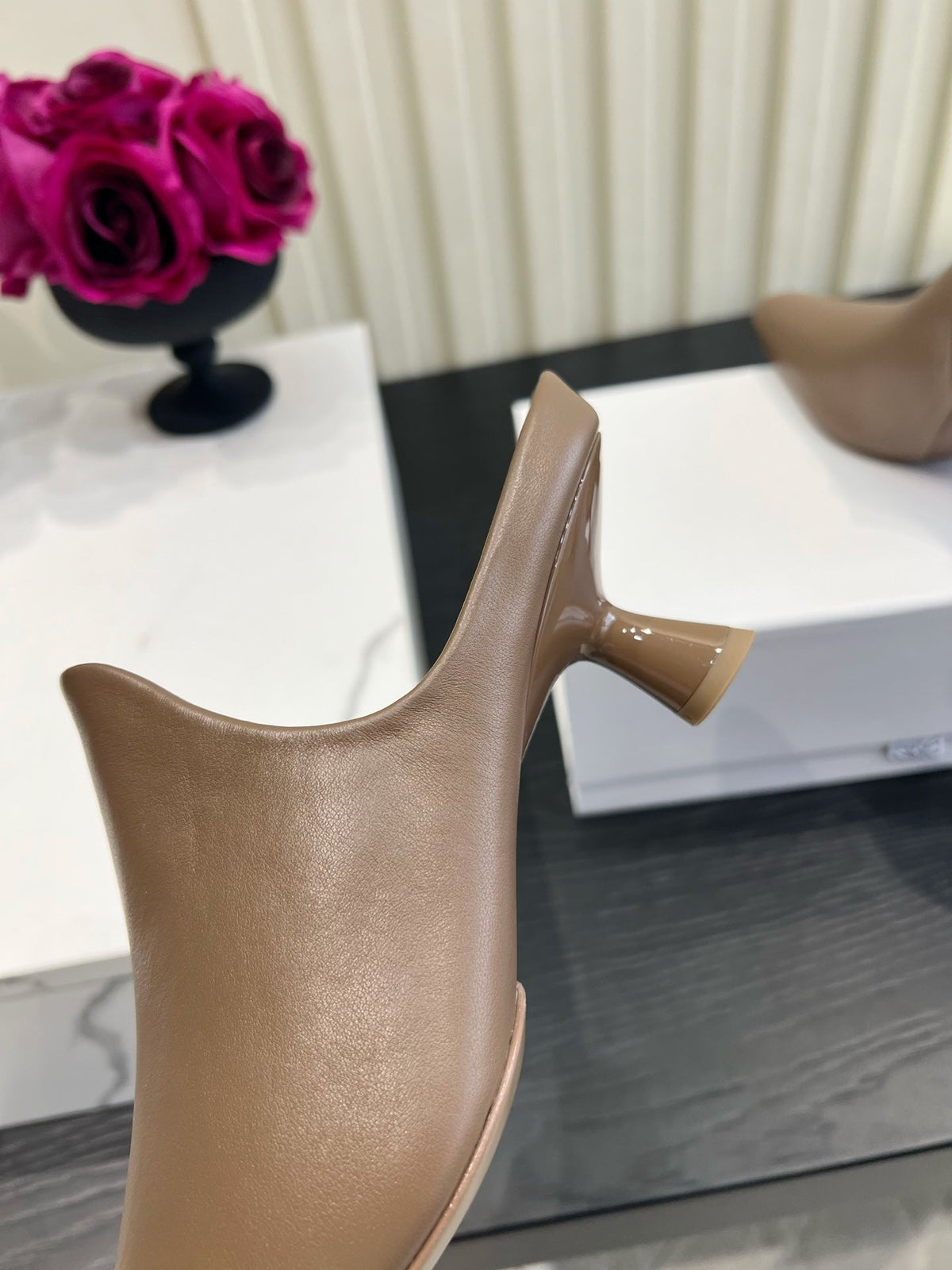 Loewe 26S Heeled Mules In Blown Calfskin
