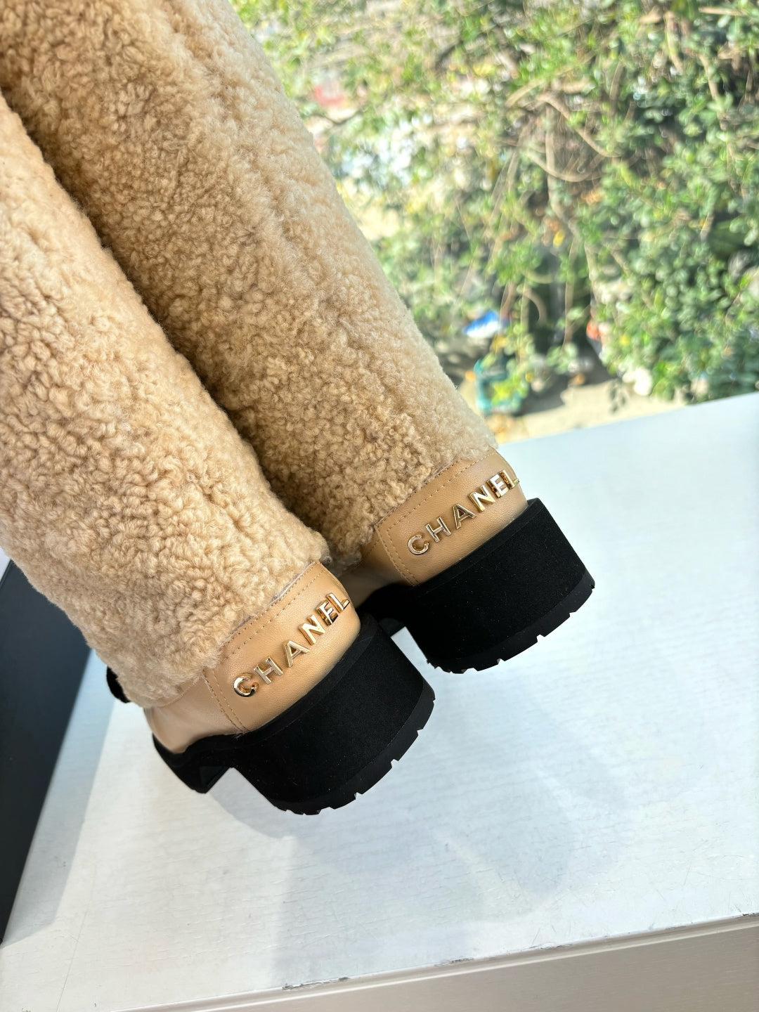 Chanel 2026 Coconeige Bow Boots Wool Cowhide 197168