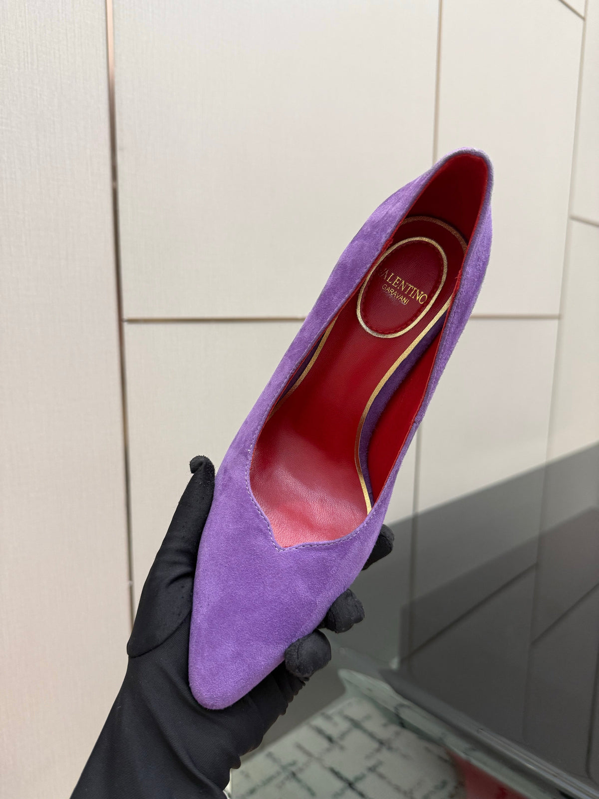 Valentino 26S High Heels 10cm In Purple Suede